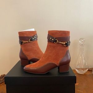 NIB coach boot booties size 8 saddle/walnut Elisse